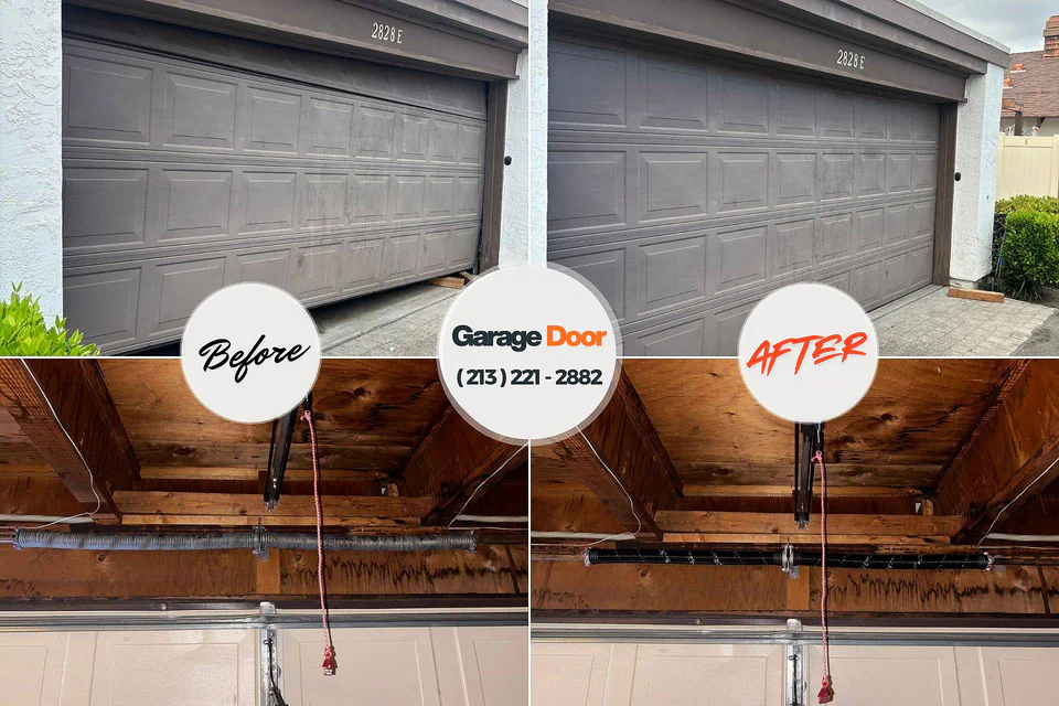 Before and after: garage door repair Leavenworth, KS